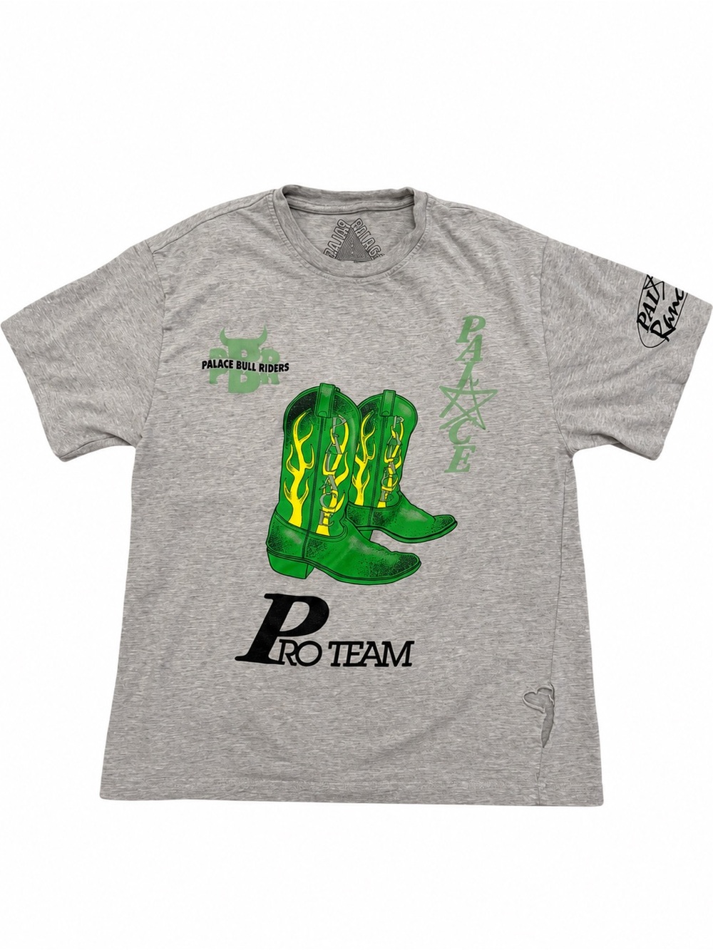 PALACE Grey Tee with Green & Yellow Boot Graphic $40 size m